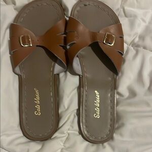 Salt Water Sandals by Hoy Brown Sandals with Crisscross Straps